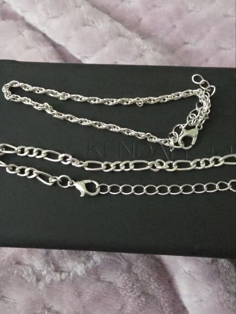 Sterling Silver Tone Link Chain Necklace/ Braclete  Jewelry  Set Of 3 - Picture 2 of 7